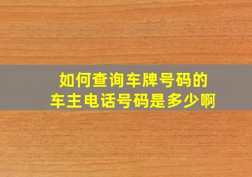 如何查询车牌号码的车主电话号码是多少啊