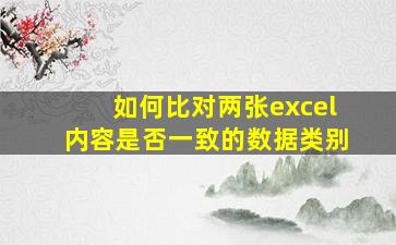 如何比对两张excel内容是否一致的数据类别