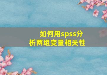 如何用spss分析两组变量相关性