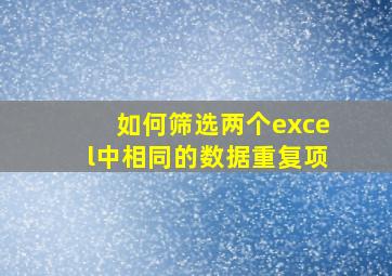 如何筛选两个excel中相同的数据重复项