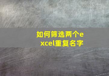 如何筛选两个excel重复名字