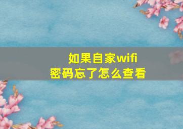 如果自家wifi密码忘了怎么查看