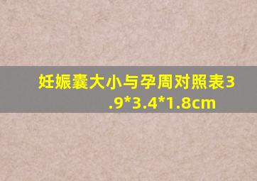 妊娠囊大小与孕周对照表3.9*3.4*1.8cm