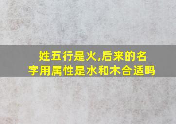 姓五行是火,后来的名字用属性是水和木合适吗