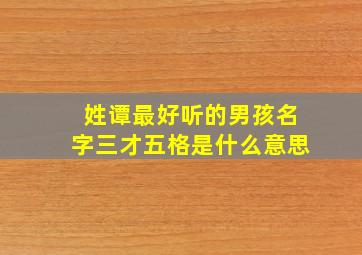 姓谭最好听的男孩名字三才五格是什么意思