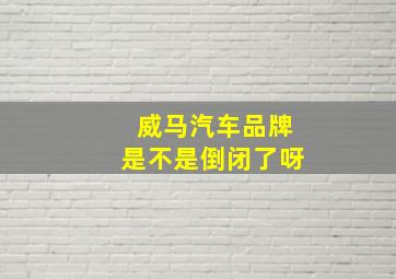 威马汽车品牌是不是倒闭了呀