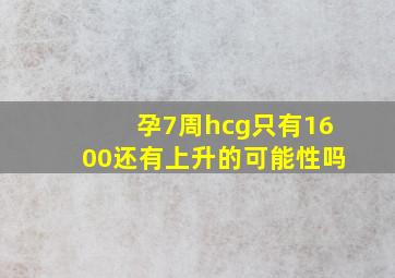 孕7周hcg只有1600还有上升的可能性吗