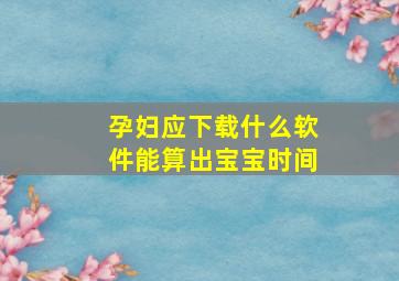 孕妇应下载什么软件能算出宝宝时间