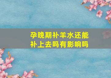 孕晚期补羊水还能补上去吗有影响吗