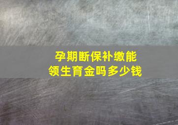 孕期断保补缴能领生育金吗多少钱