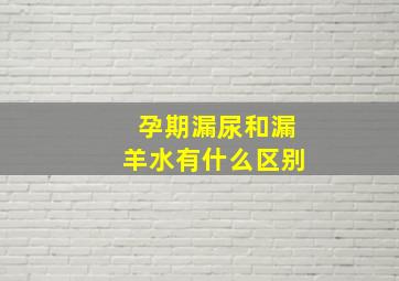 孕期漏尿和漏羊水有什么区别