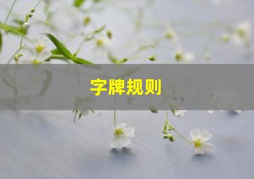 字牌规则