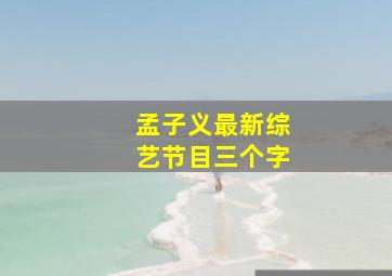 孟子义最新综艺节目三个字