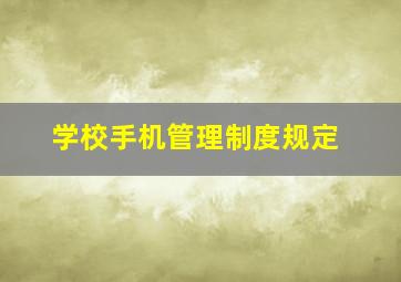 学校手机管理制度规定