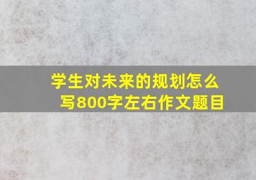 学生对未来的规划怎么写800字左右作文题目