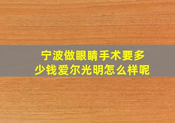 宁波做眼睛手术要多少钱爱尔光明怎么样呢