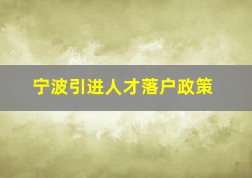 宁波引进人才落户政策