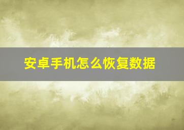 安卓手机怎么恢复数据