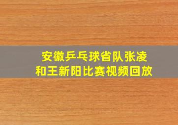 安徽乒乓球省队张凌和王新阳比赛视频回放