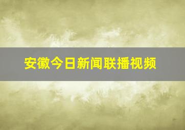 安徽今日新闻联播视频