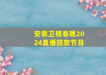 安徽卫视春晚2024直播回放节目