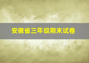 安徽省三年级期末试卷