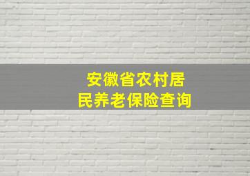 安徽省农村居民养老保险查询