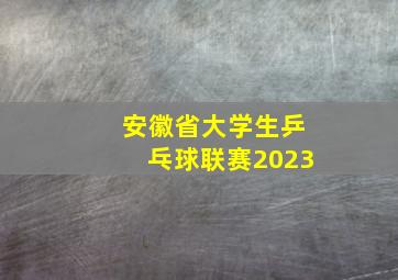 安徽省大学生乒乓球联赛2023