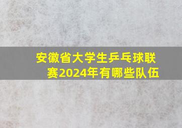 安徽省大学生乒乓球联赛2024年有哪些队伍