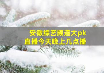 安徽综艺频道大pk直播今天晚上几点播