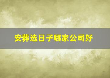 安葬选日子哪家公司好