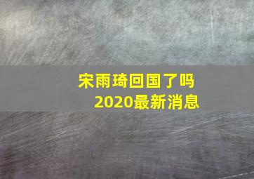 宋雨琦回国了吗2020最新消息