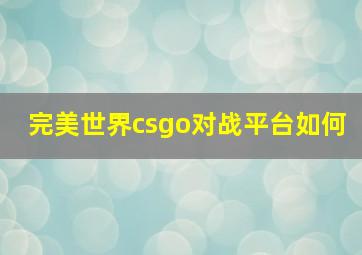 完美世界csgo对战平台如何