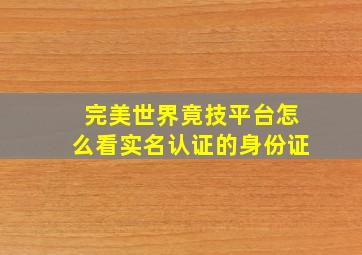 完美世界竟技平台怎么看实名认证的身份证