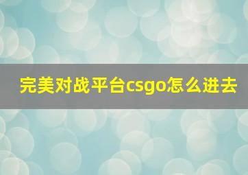 完美对战平台csgo怎么进去