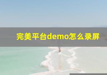 完美平台demo怎么录屏