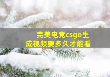 完美电竞csgo生成视频要多久才能看