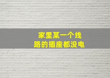 家里某一个线路的插座都没电