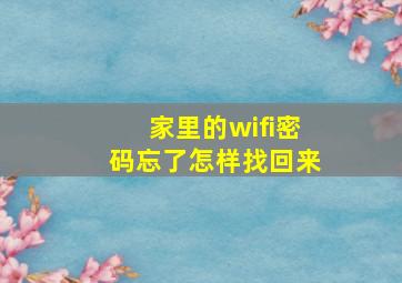 家里的wifi密码忘了怎样找回来