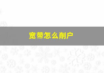 宽带怎么削户