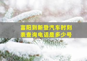 富阳到新登汽车时刻表查询电话是多少号