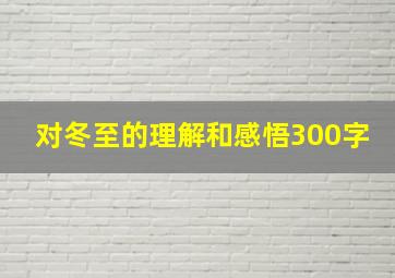 对冬至的理解和感悟300字