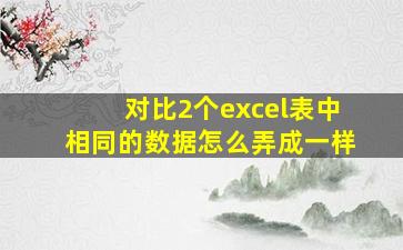 对比2个excel表中相同的数据怎么弄成一样