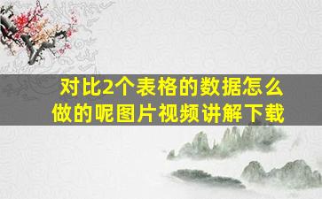 对比2个表格的数据怎么做的呢图片视频讲解下载