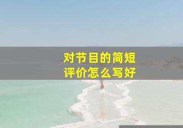 对节目的简短评价怎么写好