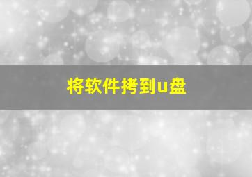 将软件拷到u盘