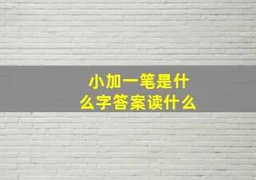 小加一笔是什么字答案读什么