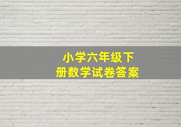 小学六年级下册数学试卷答案