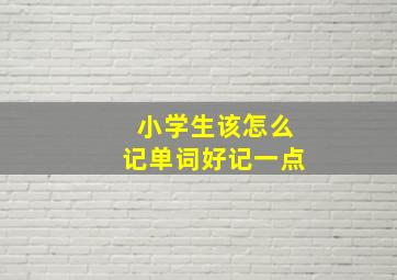 小学生该怎么记单词好记一点