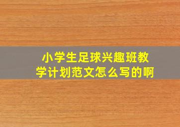 小学生足球兴趣班教学计划范文怎么写的啊